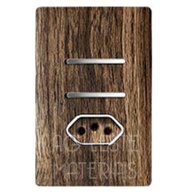 Conjunto Interruptor Duplo Simples + Tomada 20A - Novara Especiais Carvalho